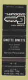 Matchbook Cover - La Bonne Porte Gadoury QC WEAR