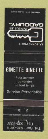 Matchbook Cover - La Bonne Porte Gadoury QC WEAR
