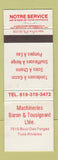 Matchbook Cover - Machineries Baron Tousignant Trois Rivieres QC