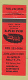 Matchbook Cover - John Manchester Nu World Real Estate
