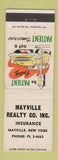 Matchbook Cover - Mayville Real Estate Insurance Mayville NY