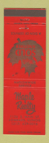 Matchbook Cover - Maple Real Estate Lombard IL