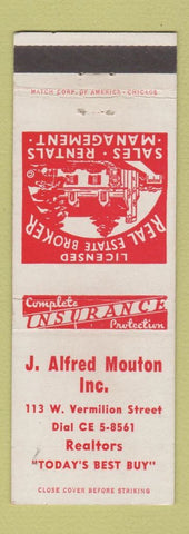 Matchbook Cover - J Alfred Mouton Real Estate Lafayette? LA?