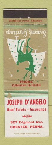 Matchbook Cover - Joseph D'Angelo Real Estate Insurance Chester PA Christmas