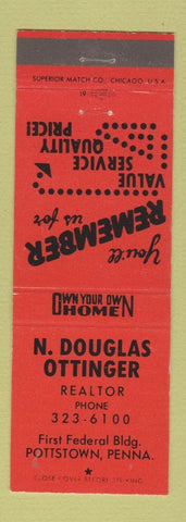 Matchbook Cover - N Douglas Ottinger Real Estate Pottstown PA