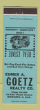 Matchbook Cover - Edmer Goetz Real Estate Bismarck ND