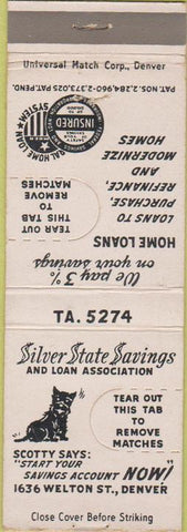 Matchbook Cover - Silver State Savings Denver CO Tab