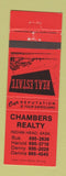 Matchbook Cover - Chamber Real Estate Indian Head SK