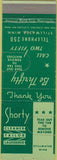 Matchbook Cover - Shorty Cleaner Tailor Stillwater MN tab