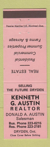 Matchbook Cover - Kenneth Austin Real Estate Dryden ON PINK
