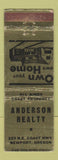Matchbook Cover - Anderson Real Estate Newport OR WEAR