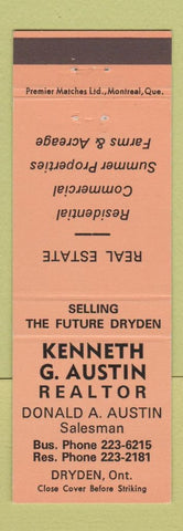 Matchbook Cover - Kenneth Austin Real Estate Dryden ON ORANGE