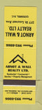 Matchbook Cover - Arnold Wall Real Estate Quesnel BC
