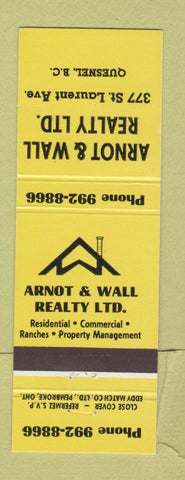 Matchbook Cover - Arnold Wall Real Estate Quesnel BC