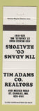 Matchbook Cover - Tim Adams Real Estate St Charles MO
