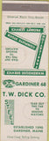 Matchbook Cover - T W Dick Steel Gardiner ME tab