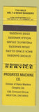 Matchbook Cover - Progress Machine Weston ON Panco