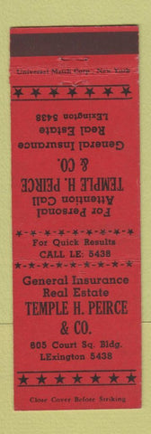 Matchbook Cover - Temple Peirce Insurance Real Estate New York City?