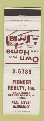 Matchbook Cover - Pioneer Real Estate Insurance