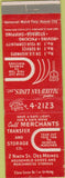 Matchbook Cover - Merchants Transfer Allied Moving Van tab