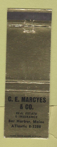 Matchbook Cover - CE Marcyes Real Estate Insurance Bar Harbor ME