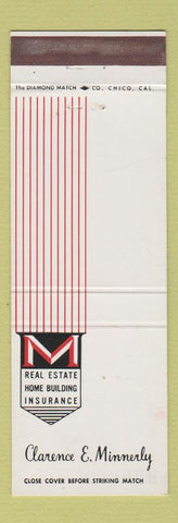 Matchbook Cover - Clarence Minnerly Real Estate Insurance Santa Clara CA