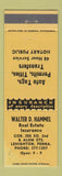 Matchbook Cover - Walter Hammel Real Estate Insurance Lehighton PA YELLOW