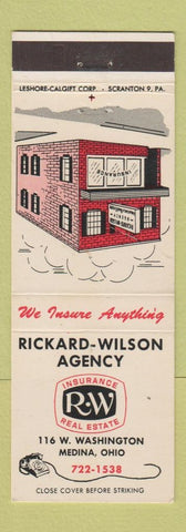 Matchbook Cover - Rickard Wilson Insurance Real Estate Medina OH