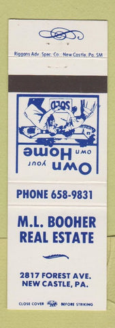 Matchbook Cover - ML Booher Real Estate New Castle PA
