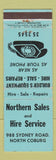 Matchbook Cover - Northern Sales Hire Service North Coburg Australia WEAR