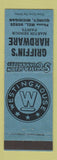 Matchbook Cover - Griffin's Hardware Quincy MI Westinghouse Appliances