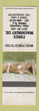 Matchbook Cover - Force Machinery Union NJ tools pinup