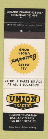 Matchbook Cover - Union Tractor Edmonton Calgary Red Deer AB