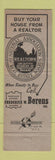 Matchbook Cover - Frederick Berens Real Estate Washington DC Realtor Association