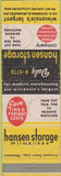 Matchbook Cover - Hansen Storage Milwaukee WI Tab