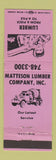 Matchbook Cover - Matteson Lumber Chicago IL PURPLE