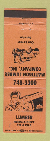 Matchbook Cover - Matteson Lumber Chicago IL ORANGE