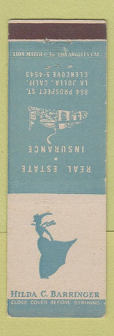 Matchbook Cover - Hilda Barringer Real Estate Insurance La Jolla CA