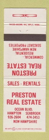 Matchbook Cover - Preston Real Estate Hampton Seabrook NH WEAR