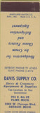 Matchbook Cover - Davis Supply Co Dairy Creamery Detroit MI