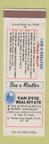 Matchbook Cover - Van Dyck Real Estate St Thomas Virgin Islands