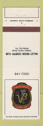 Matchbook Cover - Valley Brook Country Club McMurray PA