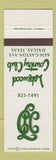Matchbook Cover - Lakewood Country Club Dallas TX