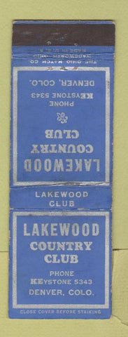 Matchbook Cover - Lakewood Country Club Denver Colorado