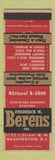 Matchbook Cover - Frederick Berens Real Estate Washington DC Check Basement
