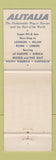 Matchbook Cover - Alitalia Airlines