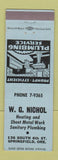 Matchbook Cover - WG Nichol Heating Sheet Metal Work Springfield OR