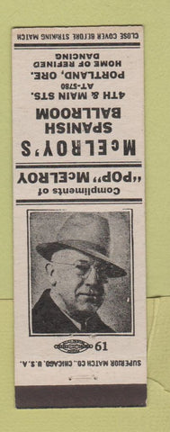 Matchbook Cover - McElroy's Spanish Ballroom Portland OR