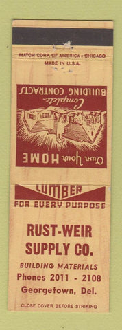 Matchbook Cover - Rust Weir Supply Georgetown DE