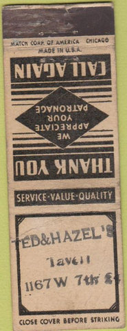 Matchbook Cover - Ed  and  Hazel's Thank You no town